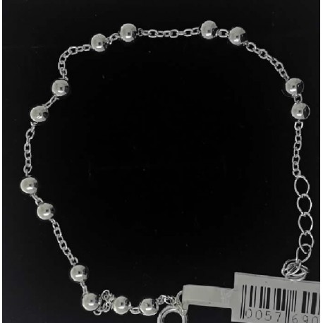 Pulsera plata 19 cms bolas