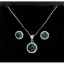 Conjunto plata piedra verde,rojo azul