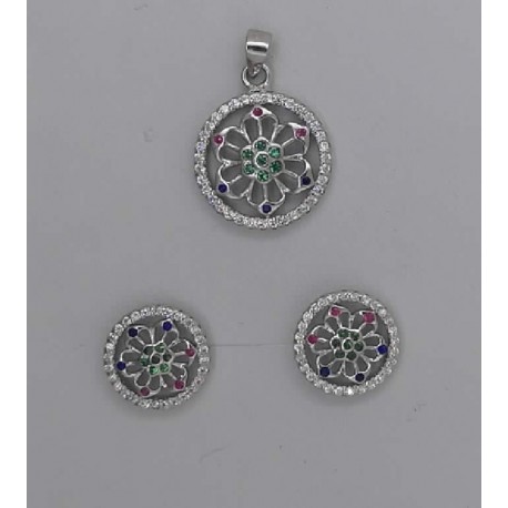 Conjunto plata circulo multipiedra 1,1cm