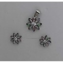 Conjunto plata flor multipiedra 1cm
