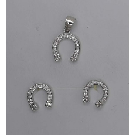 Conjunto Plata herradura multipiedra 1cm
