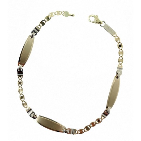 Pulsera de oro tres chapas oro blanco...