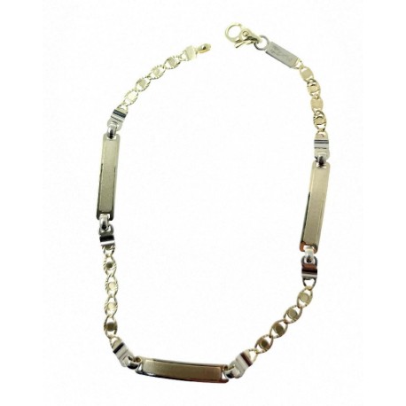 Pulsera  3 chapas de oro amarilo y blanco 18 ktes