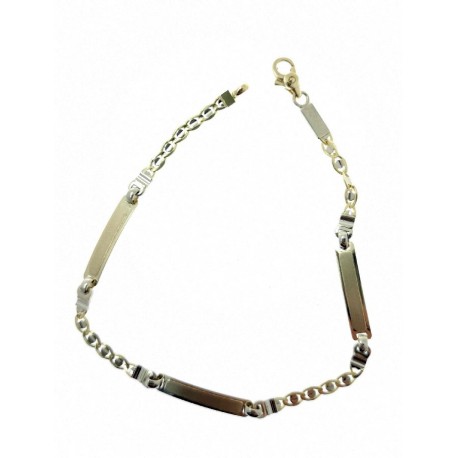 Pulsera 3 chapas de oro amarillo y blanco 18 ktes