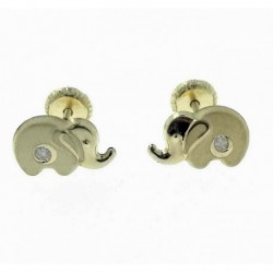 Pendientes de oro elefantes rosca con circonita