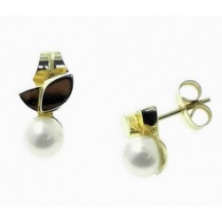 Pendientes oro con perla cultivada presion