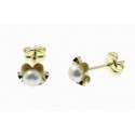 Pendientes de oro con perla 3.6 mm cierre presion