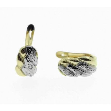 Pendientes de oro bicolor con circonitas