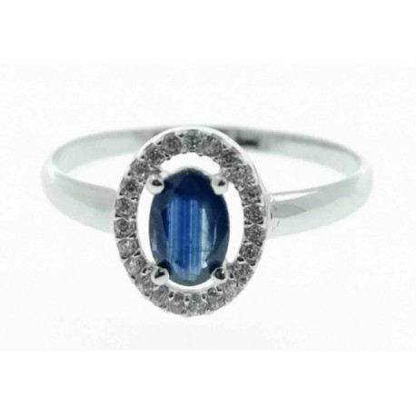 Sortija oro blanco roseton zafiro nº16,5