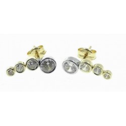 Pendientes de oro bicolor, circ. cierre presion