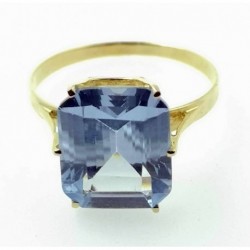 Sortija oro topacion azul rectang 1,2x1cm