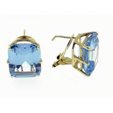 Pendientes oro topacio azul 1,2x1 cms