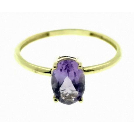 Sortija de oro piedra amatista 7x5mm