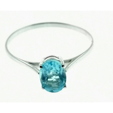 Sortija oro blanco piedra azul 7x5mm...