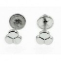 Pendientes oro blanco trebol 4mm tuerca