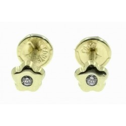 Pendientes oro flor 4mm cierre tuerca