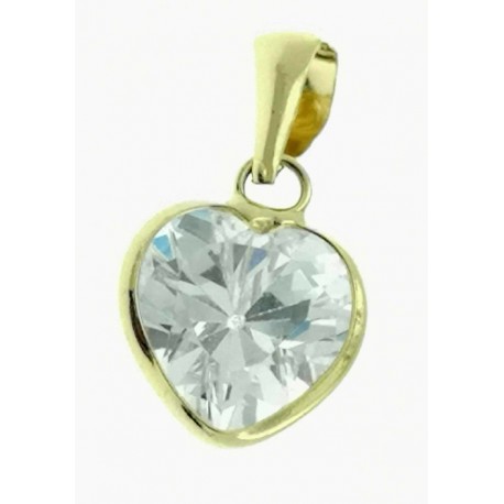Colgante oro corazon circonita 8x7mm