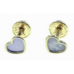 Pendientes oro corazon nacar tuerca 5mm