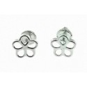 Pendientes de oro blanco flor calada 6 mm