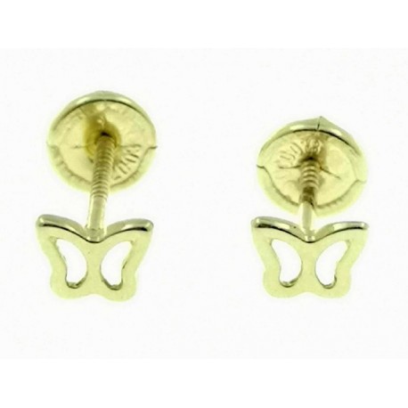 Pendientes de oro mariposas caladas con tuerca 4 m