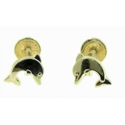 Pendientes oro delfines 5 mm con rosca