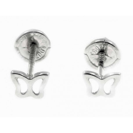 Pendientes de oro blanco mariposas caladas con ros