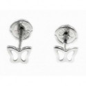 Pendientes de oro blanco mariposas caladas con ros