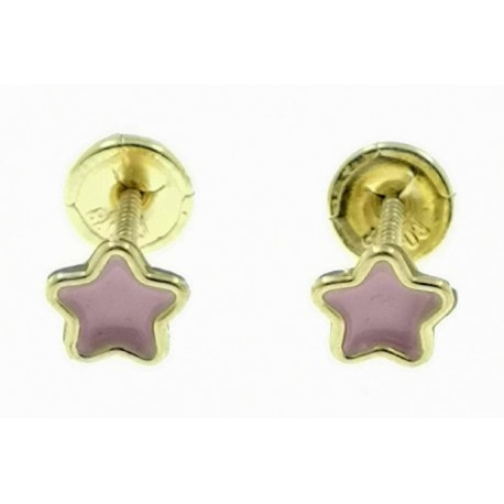 Pendientes de oro estrella rosa...