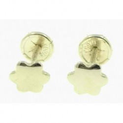 Pendientes de oro amarillo flor con tuerca
