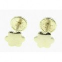 Pendientes de oro amarillo flor con tuerca