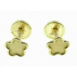 Pendientes de oro flor mate brillo rosca