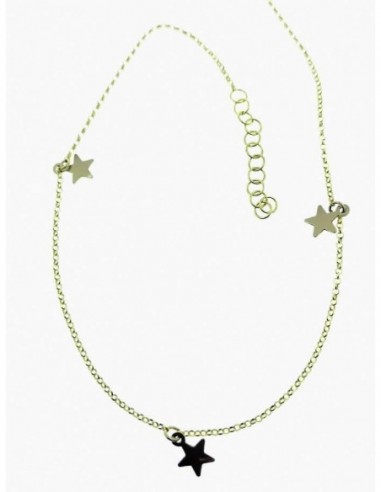 Tobillera de plata chapada con estrellas 27 cms largo con adaptador final de 3 cms