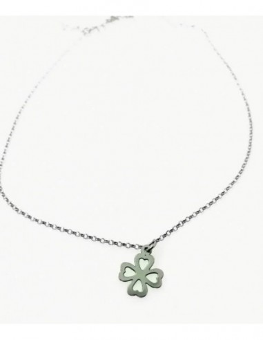 Tobillera de plata con trebol 27 cms de largo con 3 cms de adaptador al final.