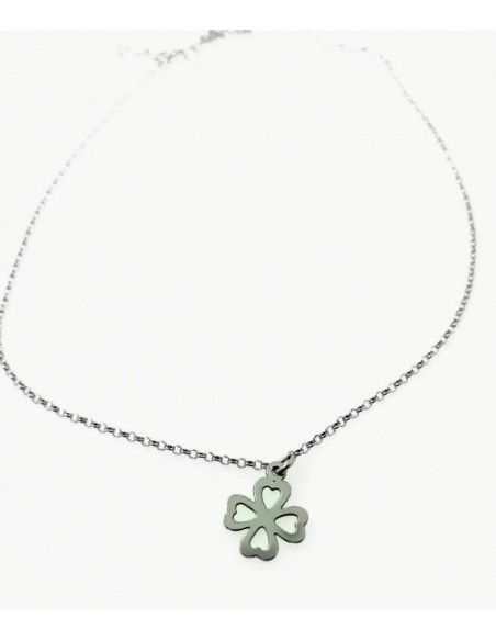 Tobillera de plata con trebol 27 cms de largo con 3 cms de adaptador al final.