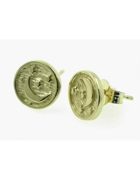Pendientes de plata chapada estrellas y lunas 10 mm diametro con cierre de presion.