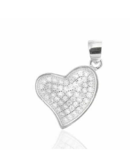 Colgante plata corazon con circonitas 12 mm