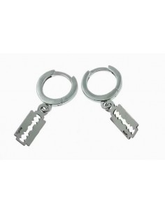 Pendientes de plata aro 12 mm con cuchilla colgando