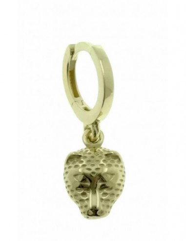 Un pendiente plata chapada de aro de 10 mm con cabeza de tigre colgando