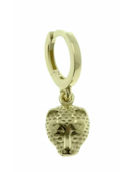 Un pendiente plata chapada de aro de 10 mm con cabeza de tigre colgando