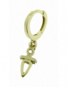 Un pendiente de plata chapada de aro 10 mm de diametro con puñal colgando 10 mm