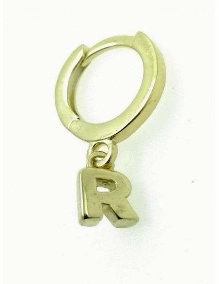 Aro de plata chapada 10 mm con letra colgando 5 mm