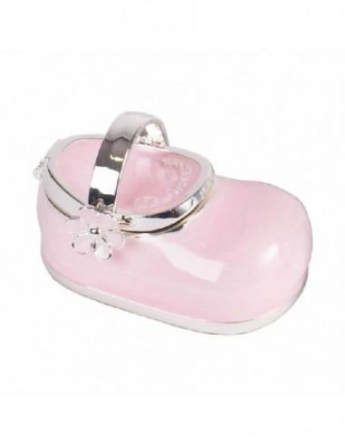 Cajita para guardar los dientes plateada, con esmalte en rosa