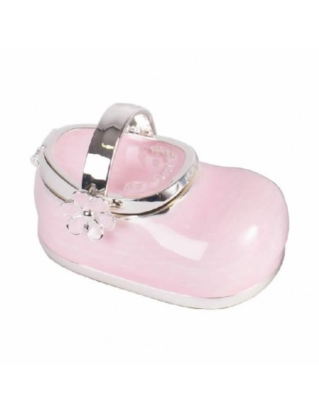 Cajita para guardar los dientes plateada, con esmalte en rosa