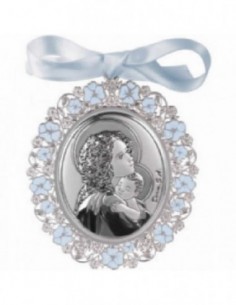 Medallon azul plateado esmaltado 6,5x7,5 09604-2A