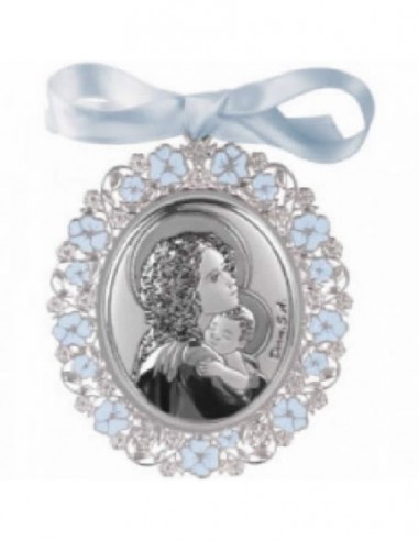 Medallon azul plateado esmaltado 6,5x7,5 09604-2A