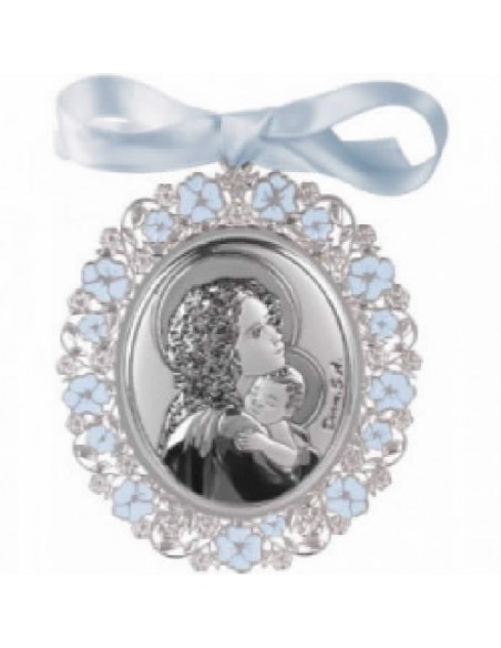 Medallon azul plateado esmaltado 6,5x7,5 09604-2A