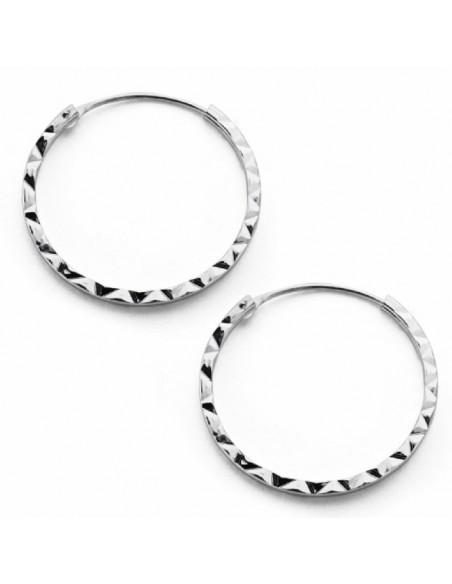 Aros de oro tallados blanco ligeros 18x1mm