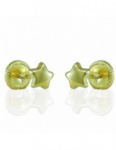 Pendientes de oro 18 ktes estrella liso de 4.5 mm con cierre de tuerca
