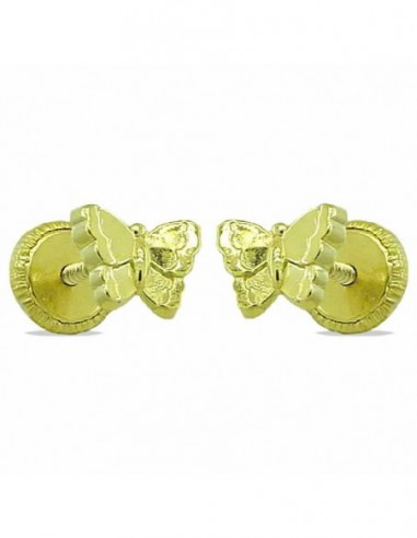 Pendientes de oro  18 ktes mariposa mini 5 mm con cierre de tuerca