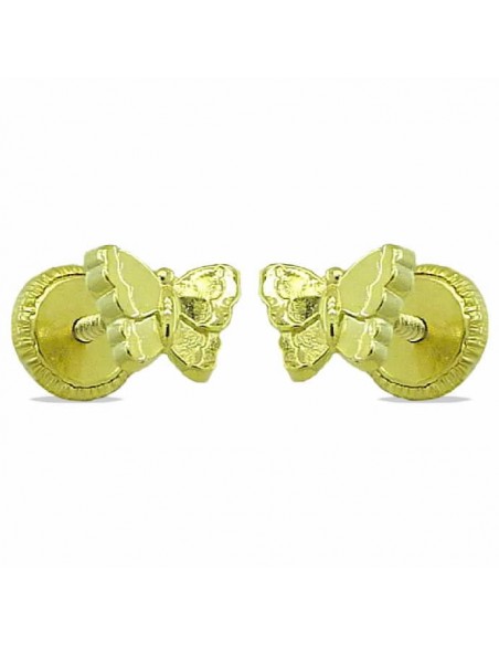 Pendientes de oro  18 ktes mariposa mini 5 mm con cierre de tuerca